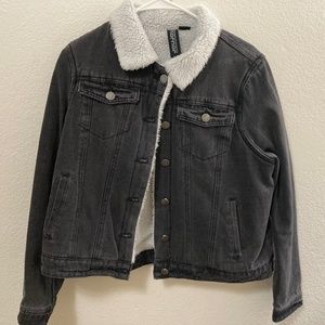 Denim Sherpa black jacket